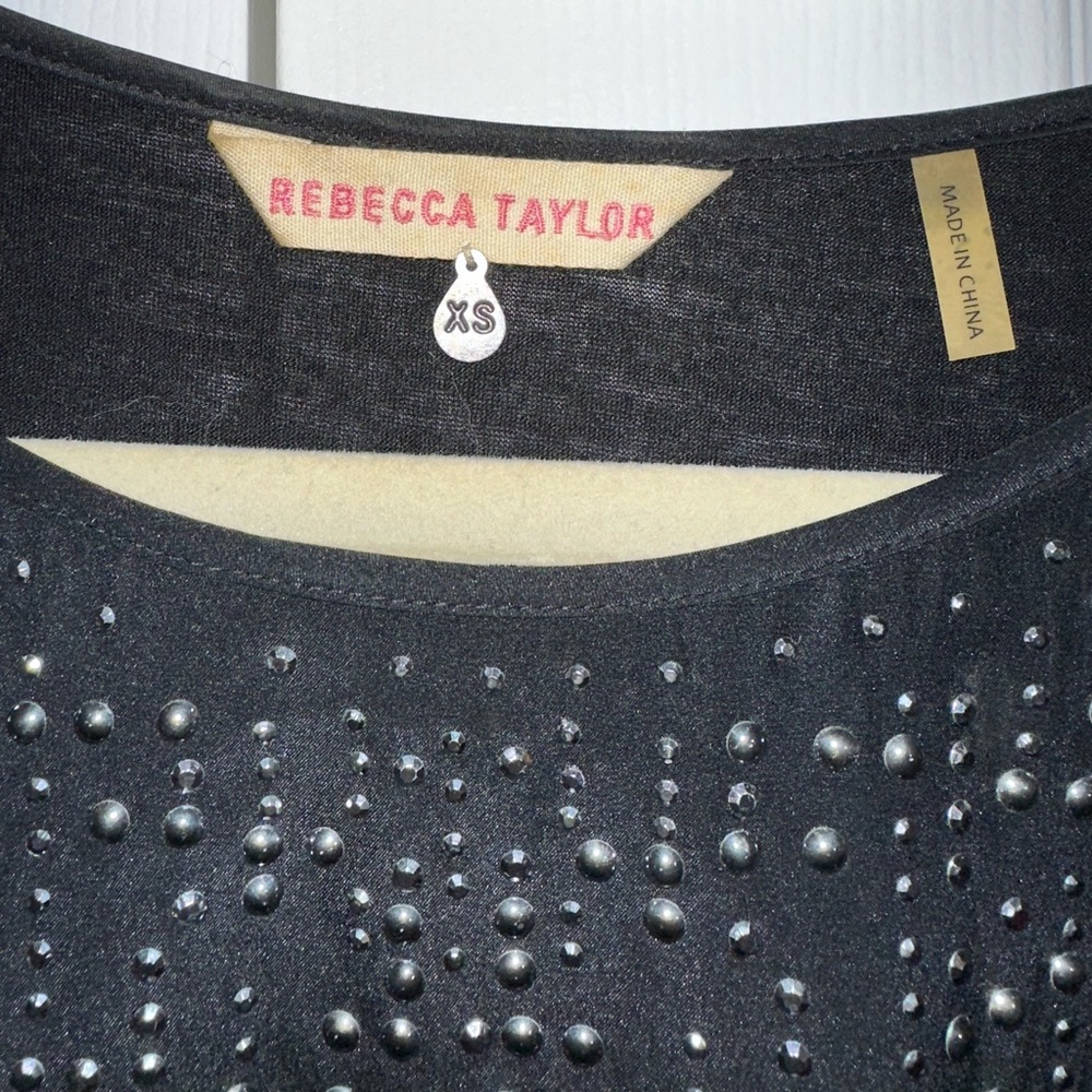 Rebecca Taylor Black Beaded Silk/Cotton Top - Picture 6 of 6
